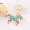 Llavero Colgante de Unicornio Popular de Amazon Animal Poni Pedrería Anillo de Metal Regalo de Graduación