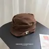 Gorra Newsboy de ala vuelta con hebilla metálica Estilo Ecuestre Coreano Retro para Mujer Primavera/Otoño Temperamento Versátil Adelgazante Plisada Boina