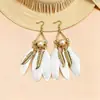 Pendientes de Plumas Bohemios Transfronterizos, Pendientes de Borlas Estilo Étnico Retro, Accesorios de Lujo de Alta Gama para Viajes y Vacaciones