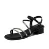 ZHR Sandalias Romanas de Mujer 2024 Verano Nuevo Atuendo Pedrería Tacón Grueso Moda Zapatos de Mujer con Falda