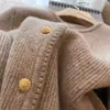 Cárdigan de lana tejido para mujer 100% lana pura suéter otoño e invierno cuello redondo holgado abrigado de alta gama moda suéter rojo