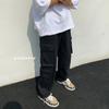 Macacão Masculino Marca da Moda Outono Estilo Hong Kong Moda Solta Casual Reta Calças Longas Multi-Bolsa Cor Sólida Calças de Pé Combinadas