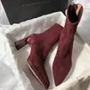 Temporada de Primeras Citas Botines de Tacón Alto con Plataforma Impermeable Color Sólido Botas Adelgazantes Tacón Grueso Punta Fina Botas de Mujer Cremallera Trasera Fáciles de Poner Botines Cortos