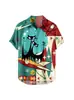 Camisa Havaiana Masculina de Verão Transfronteiriça Masculina Casual Manga Curta Lapela Férias Praia Camisa Top Estampada 3D