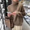 Suéter de Cuello Alto Transfronterizo Europeo y Americano para Mujer Otoño e Invierno 2026 Holgado Versátil Jersey de Punto Estilo Perezoso Camiseta Base para Ropa de Abrigo Mujer