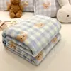 Manta de Terciopelo de Leche Estampada de Dibujos Animados, Manta Lavable a Máquina para Aire Acondicionado, Manta para Sofá, Manta para Oficina, Manta para Todas las Estaciones para Uso en el Hogar