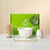 Tazón de Pétalos de Matcha Transfronterizo, Juego de Té para Hacer Matcha, Batidor de Bambú, Brocha para Matcha, Batidor de Bambú de 100 Púas, Caja de Regalo de Cerámica