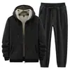 Nuevo Traje de Invierno 2025 con Forro de Borrego para Hombre, Sudadera Casual de Borrego de Cordero, Engrosado con Logo en el Pecho