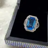 Anel Versa original clássico proportion fair lady girl ring diamante rosa 10*16 quadrado ajustável