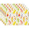 Individual de Mesa de Cocina Restaurante Más Vendido de Amazon Verano Flamenco Floral Helado Estrella de Mar Romántico Individual Impreso Digitalmente