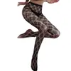 Meia-calça Irregular Sexy de Coração com Estampa de Leopardo e Recortes em Renda para Mulheres Plus Size