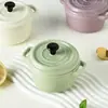 Tazón de cerámica de doble oreja para huevo al vapor con tapa, tazón impermeable para estofado casero, tazón para suplementos alimenticios de bebé, tazón para postre de pudín de leche de doble piel, nido de pájaro
