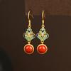 Aretes Yuerxin originales de plata 925 dorada estilo corte redondos esmaltados adornados aretes de piedra peter clásicos