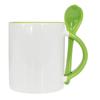 Vendas Transfronteiriças de Canecas Brancas Personalizadas com Cor Interna, Impressão por Transferência de Calor, Canecas de Café Revestidas com Colheres, Canecas de Sublimação, Canecas
