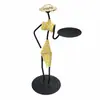 Candelabro de Hierro Vintage Adorno Pequeño Creativo para el Hogar Estilo Europeo Romántico Portavelas Accesorio de Sombrero de Paja Pastoral Decoración de Mesa