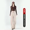 Pantalones de Chándal Ankesela Plátano Rojo para Mujer Otoño e Invierno Forrados de Polar Nuevos de Tiro Alto Pierna Ancha Rectos Casuales Versión Estrecha Pantalones Hoz