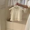 Traje de Verano para Niña 2025 Nuevo Estilo Coreano Chaleco con Cortes de Verano para Bebé Camiseta de Tirantes Jeans Conjunto de Dos Piezas