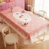 Toalha de Mesa Desenho Animado, Sem Lavagem, Impermeável, À Prova de Óleo, Resistente ao Calor, Estilo Dopamina Creme, Toalha de Mesa Retangular, Protetor de Mesa, Chá