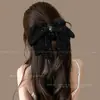2026 Prendedor de Rabo de Cavalo Super Estiloso com Laço e Fita, Prendedor de Cabelo para Penteado Meio Preso, Acessório de Cabelo Tipo Pinça Tubarão para Mulheres