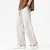 Pantalones de chándal holgados estilo americano con cordón, unisex, pantalones casuales de malla perforada transpirable para jóvenes