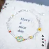Pulsera Puzuo de Retención de Color Fuerte, Chapada en Cobre, Plata Arena, Turquesa, Flor de Cuatro Pétalos, Perla Roja del Sur, Cuentas de Plata, Pulsera Versátil de Lujo Ligero para Mujer