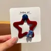 Pasador de Estrella de Cinco Puntas Flocado para Niños Pasador de Oso de Dibujos Animados Pinza de Estilo Coreano para Flequillo Lateral de Niñas Pasador para la Parte Posterior de la Cabeza