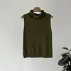 Árvore Paulownia da Montanha do Norte, colete de tricô feminino sem mangas com gola babada, estilo casual de outono, blusa base para usar por baixo, P188
