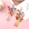 Pingente de bolsa DIY chaveiro acrílico fruta fofa divertido texto inspirador desenho animado pingente de mochila cordão para pendurar