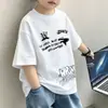 Roupas Infantis Verão Camiseta de Algodão Puro Manga Curta para Meninos Top Colorido Degradê Manga Meia Manga para Crianças Maiores Roupa Esportiva de Verão