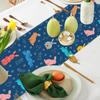 Camino de mesa con estampado de conejito multicolor de Pascua, mantel decorativo para mesa de cocina o comedor, mantel de lino con borde cruzado, venta al por mayor