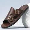 Sandálias Chinelos Masculinas de Verão Nova Moda Resistentes a Odor Solado Macio Esportes ao Ar Livre Casuais Praia Sandálias de Couro Calçados
