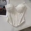 Elegante Top de Tubo Blanco Tridimensional de Socialité, Capa Base Chic Ajustada Estilo Coreano para Ropa Exterior