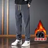 Calça Esportiva Masculina de Comércio Exterior Outono Inverno Marca Tendência Ins Veludo Plus Calça Versátil Engrossada Solta Perna Reta Calça de Moletom Calça Casual Masculina