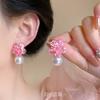 Qi fin de semana color primavera y verano flor dopamina aretes mujer 2025 nuevos aretes de alta gama aretes