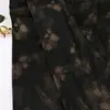 Tela de Acetato Muy Fluida con Estampado de Loto Dorado, Vestido Qipao y Chaleco para Mujer, Tela Floral Oscura Estilo Chino