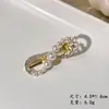 Grampo de Cabelo Elegante com Pérolas para Mulheres, Presilha de Metal com Laço Preto, Presilha Lateral de Alto Padrão, Presilha para Franja, Simples Presilha Bico de Pato