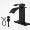Grifo de Lavabo de Cascada Negro Personalizado Transfronterizo Grifo para Lavabo de Baño Caliente y Frío Grifo para Lavabo de Encimera Agua en Cascada