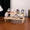 Prateleira de Exibição e Armazenamento de Bonecas de Madeira Sólida em Estoque, Suporte de Exibição de Miniaturas em Camadas, Prateleira de Exibição de Modelos para Brinquedos da Moda e Miniaturas Fofas