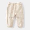 Pantalones Cargo Casuales para Niños de Primavera Pantalones Cargo Modernos para Niños Costura en la Rodilla Color Blanco Crudo Pantalones para Jóvenes