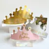 Novo Chapéu de Aniversário Chapéu de Festa Prato de Jantar Chapéu de Aniversário Adulto Crianças Chapéu Dobrável Chapéu Dourado Chapéu de Coroa