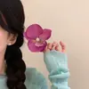 Grampo de Cabelo Estilo Férias de Verão Orquídea Borboleta para Mulheres, Acessório de Cabelo Lateral com Flor Artificial, Presilha de Cabelo de Alta Qualidade Estilo Coreano, Ornamento de Cabelo para Sessão de Fotos Estilo Antigo