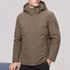 Abrigo casual de algodón de moda para invierno 2026 con capucha desmontable, 30% lana, forro polar y algodón engrosado para hombre