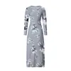 Otoño 2026 Ropa Nueva Europea y Americana para Mujer Sexy Escote Bajo Cuello Redondo Estampado Floral Vestido Casual Elegante