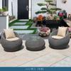 Sofá de Exterior Pátio Terraço Cadeira de Vime Três Peças Mesa de Centro Redonda Jardim Lazer Mobiliário de Vime Combinação de Sofá de Vime