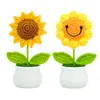 Girassóis Crochê Artesanais Acabados, Buquês Realistas de Girassol Tricotados, Flores de Lã DIY Atacado, Flores de Crochê