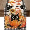 Heqi Camino de Mesa con Estampado de Calabaza de Otoño y Hoja de Arce Estilo Pastoral Decoración de Mesa Cubierta para Mueble de TV Personalizable