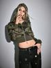 Sudadera Corta con Capucha Estampado Camuflaje Streetwear Americano Anillo de Acero Cremallera Sexy en la Cintura Cárdigan Superior Chaqueta Y2 Lote
