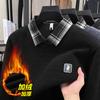 Nuevo Invierno Simple Tejido para Hombre Tejido con Forro Polar Tejido de Manga Larga Juventud Popular Falso Dos Piezas Tejido de Solapa para Hombre