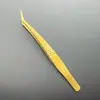 Pinzas para Pestañas de Injerto de Alta Precisión Reticuladas Doradas/Pinza de Pluma Dorada/Pinza de Delfín/Pinzas de Floración/Pinzas para Pestañas