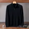 Suéter de Caxemira 2026 Outono/Inverno Novo Masculino com Meio Zíper Camisa Base, Suéter Espesso Casual de Negócios para Meia-Idade